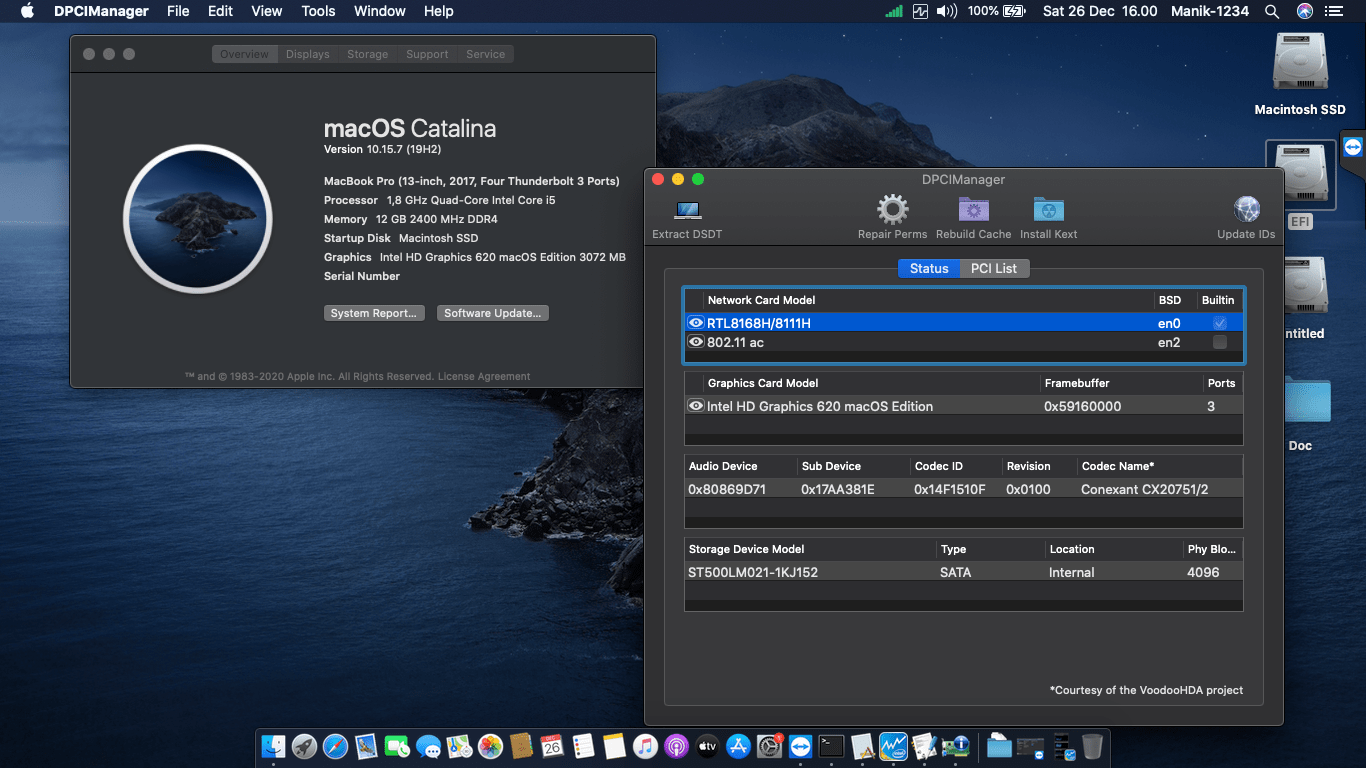 Success Hackintosh macOS Catalina 10.15.7 Build 19H2 at Lenovo Ideapad V330-14IKB